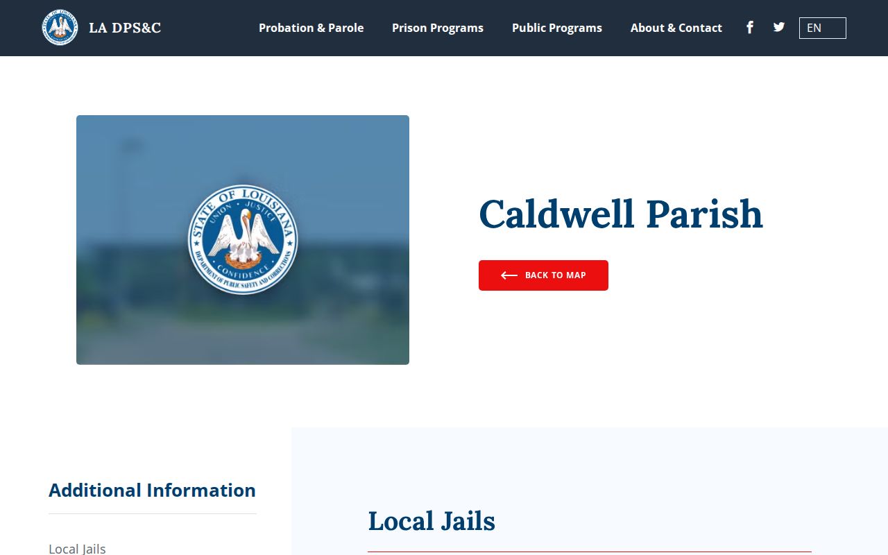 Caldwell Parish jail and sheriff contact block for active warrant records